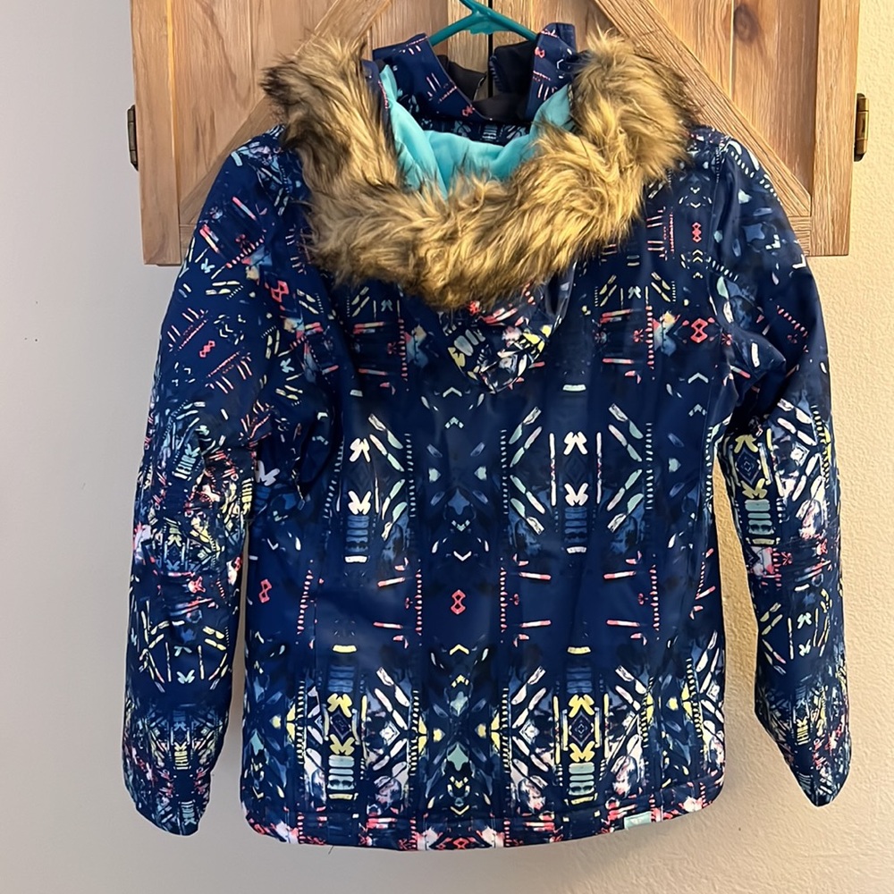 (12) Roxy American Pie Snow Jacket Snowboarding Ski Navy Blue Pink New Condition - Picture 5 of 11
